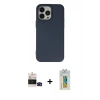 MARSİLYAN™- iPhone 14 Pro Max Kılıf Ahenk Serisi - Siyah Polymer Nano Ekran Koruyucu + Bilvis Titan Kamera Lens - SH