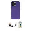 MARSİLYAN™- iPhone 14 Pro Max Kılıf Ahenk Serisi - Siyah Polymer Nano Ekran Koruyucu + Bilvis Titan Kamera Lens - GD