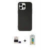 MARSİLYAN™- iPhone 14 Pro Max Kılıf Ahenk Serisi - Siyah Polymer Nano Ekran Koruyucu + Bilvis Titan Kamera Lens - DNMR