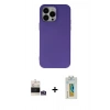 MARSİLYAN™- iPhone 14 Pro Max Kılıf Ahenk Serisi - Siyah Polymer Nano Ekran Koruyucu + Bilvis Titan Kamera Lens - GS