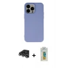 MARSİLYAN™- iPhone 14 Pro Max Kılıf Ahenk Serisi - Siyah Polymer Nano Ekran Koruyucu + Raze Metal Kamera Lens - GS