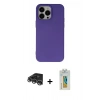 MARSİLYAN™- iPhone 14 Pro Max Kılıf Ahenk Serisi - Siyah Polymer Nano Ekran Koruyucu + Raze Metal Kamera Lens - GS