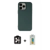 MARSİLYAN™- iPhone 14 Pro Max Kılıf Ahenk Serisi - Siyah Polymer Nano Ekran Koruyucu + PVD Metal Kamera Lens - TU