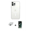 MARSİLYAN™- iPhone 14 Pro Max Kılıf Ahenk Yansıma Prime - Şeffaf 360 Full Body Arka Koruyucu + Band Metal Kamera Lens - GS