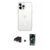 MARSİLYAN™- iPhone 14 Pro Max Kılıf Ahenk Yansıma Prime - Şeffaf 360 Full Body Arka Koruyucu + Gold Raze Metal Kamera Lens