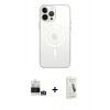 MARSİLYAN™- iPhone 14 Pro Max Kılıf Ahenk Yansıma Prime - Şeffaf Pasifik Cam Ekran Koruyucu + Gümüş Bilvis Titan Kamera Lens