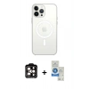 MARSİLYAN™- iPhone 14 Pro Max Kılıf Ahenk Yansıma Prime - Şeffaf Royal Nano Ekran Koruyucu + Turuncu PVD Metal Kamera Lens