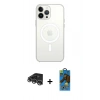 MARSİLYAN™- iPhone 14 Pro Max Kılıf Ahenk Yansıma Prime - Siyah 18D Cam Ekran Koruyucu + Raze Metal Kamera Lens - GS