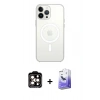 MARSİLYAN™- iPhone 14 Pro Max Kılıf Ahenk Yansıma Prime - Siyah Bilvis 5in1 5D Magic Hayalet Cam Ekran Koruyucu + PVD Metal Kamera Lens - TU