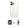 MARSİLYAN™- iPhone 14 Pro Max Kılıf Ahenk Yansıma Prime - Siyah Bilvis Hayalet Cam Ekran Koruyucu + PVD Metal Kamera Lens - TU