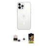 MARSİLYAN™- iPhone 14 Pro Max Kılıf Ahenk Yansıma Prime - Siyah Buffer Cam Ekran Koruyucu + Gümüş Bilvis Titan Kamera Lens
