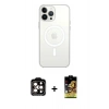 MARSİLYAN™- iPhone 14 Pro Max Kılıf Ahenk Yansıma Prime - Siyah Buffer Cam Ekran Koruyucu + PVD Metal Kamera Lens - TU