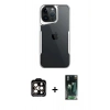 MARSİLYAN™- iPhone 14 Pro Max Kılıf Akış Çizgi Koleksiyonu - Şeffaf 360 Full Body Arka Koruyucu + PVD Metal Kamera Lens - TU