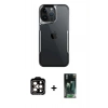 MARSİLYAN™- iPhone 14 Pro Max Kılıf Akış Çizgi Koleksiyonu - Şeffaf 360 Full Body Arka Koruyucu + PVD Metal Kamera Lens - TU