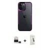 MARSİLYAN™- iPhone 14 Pro Max Kılıf Akış Çizgi Koleksiyonu - Şeffaf Pasifik Cam Ekran Koruyucu + Bilvis Titan Kamera Lens - GD