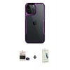 MARSİLYAN™- iPhone 14 Pro Max Kılıf Akış Çizgi Koleksiyonu - Şeffaf Pasifik Cam Ekran Koruyucu + Bilvis Titan Kamera Lens - SH
