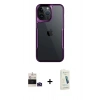 MARSİLYAN™- iPhone 14 Pro Max Kılıf Akış Çizgi Koleksiyonu - Şeffaf Pasifik Cam Ekran Koruyucu + Bilvis Titan Kamera Lens - DNMR