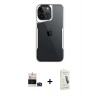 MARSİLYAN™- iPhone 14 Pro Max Kılıf Akış Çizgi Koleksiyonu - Şeffaf Pasifik Cam Ekran Koruyucu + Bilvis Titan Kamera Lens - DNMR