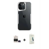 MARSİLYAN™- iPhone 14 Pro Max Kılıf Akış Çizgi Koleksiyonu - Şeffaf Pasifik Cam Ekran Koruyucu + Bilvis Titan Kamera Lens - SH