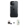 MARSİLYAN™- iPhone 14 Pro Max Kılıf Akış Çizgi Koleksiyonu - Şeffaf Pasifik Cam Ekran Koruyucu + Bilvis Titan Kamera Lens - DNMR