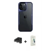 MARSİLYAN™- iPhone 14 Pro Max Kılıf Akış Çizgi Koleksiyonu - Şeffaf Pasifik Cam Ekran Koruyucu + Gümüş Raze Metal Kamera Lens