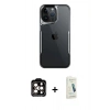 MARSİLYAN™- iPhone 14 Pro Max Kılıf Akış Çizgi Koleksiyonu - Şeffaf Pasifik Cam Ekran Koruyucu + PVD Metal Kamera Lens - TU