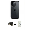 MARSİLYAN™- iPhone 14 Pro Max Kılıf Akış Çizgi Koleksiyonu - Şeffaf Pasifik Cam Ekran Koruyucu + Raze Metal Kamera Lens - GD