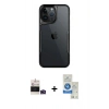 MARSİLYAN™- iPhone 14 Pro Max Kılıf Akış Çizgi Koleksiyonu - Şeffaf Royal Nano Ekran Koruyucu + Bilvis Titan Kamera Lens - DNMR