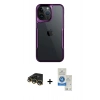MARSİLYAN™- iPhone 14 Pro Max Kılıf Akış Çizgi Koleksiyonu - Şeffaf Royal Nano Ekran Koruyucu + Raze Metal Kamera Lens - GD