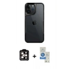 MARSİLYAN™- iPhone 14 Pro Max Kılıf Akış Çizgi Koleksiyonu - Şeffaf Royal Nano Ekran Koruyucu + PVD Metal Kamera Lens - TU