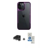 MARSİLYAN™- iPhone 14 Pro Max Kılıf Akış Çizgi Koleksiyonu - Şeffaf Royal Nano Ekran Koruyucu + Raze Metal Kamera Lens - GS