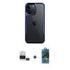 MARSİLYAN™- iPhone 14 Pro Max Kılıf Akış Çizgi Koleksiyonu - Siyah 18D Cam Ekran Koruyucu + Bilvis Titan Kamera Lens - GS