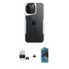 MARSİLYAN™- iPhone 14 Pro Max Kılıf Akış Çizgi Koleksiyonu - Siyah 18D Cam Ekran Koruyucu + Bilvis Titan Kamera Lens - GD