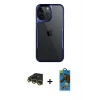 MARSİLYAN™- iPhone 14 Pro Max Kılıf Akış Çizgi Koleksiyonu - Siyah 18D Cam Ekran Koruyucu + Raze Metal Kamera Lens - GD