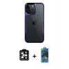 MARSİLYAN™- iPhone 14 Pro Max Kılıf Akış Çizgi Koleksiyonu - Siyah 18D Cam Ekran Koruyucu + PVD Metal Kamera Lens - TU