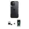 MARSİLYAN™- iPhone 14 Pro Max Kılıf Akış Çizgi Koleksiyonu - Siyah 360 Mat Full Body Arka Koruyucu + Derin Mor Bilvis Titan Kamera Lens