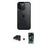 MARSİLYAN™- iPhone 14 Pro Max Kılıf Akış Çizgi Koleksiyonu - Siyah 360 Mat Full Body Arka Koruyucu + Gümüş Raze Metal Kamera Lens