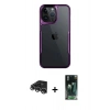 MARSİLYAN™- iPhone 14 Pro Max Kılıf Akış Çizgi Koleksiyonu - Siyah 360 Mat Full Body Arka Koruyucu + Raze Metal Kamera Lens - GS