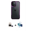 MARSİLYAN™- iPhone 14 Pro Max Kılıf Akış Çizgi Koleksiyonu - Siyah 3D Antistatik Cam Ekran Koruyucu + Bilvis Titan Kamera Lens - SH