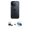 MARSİLYAN™- iPhone 14 Pro Max Kılıf Akış Çizgi Koleksiyonu - Siyah 3D Antistatik Cam Ekran Koruyucu + Bilvis Titan Kamera Lens - SH