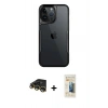MARSİLYAN™- iPhone 14 Pro Max Kılıf Akış Çizgi Koleksiyonu - Siyah 6D Mat Seramik Hayalet Nano Ekran Koruyucu + Raze Metal Kamera Lens - GD