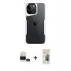 MARSİLYAN™- iPhone 14 Pro Max Kılıf Akış Çizgi Koleksiyonu - Siyah 6D Mat Seramik Hayalet Nano Ekran Koruyucu + Bilvis Titan Kamera Lens - GD