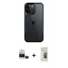 MARSİLYAN™- iPhone 14 Pro Max Kılıf Akış Çizgi Koleksiyonu - Siyah 6D Mat Seramik Hayalet Nano Ekran Koruyucu + Bilvis Titan Kamera Lens - SH