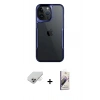 MARSİLYAN™- iPhone 14 Pro Max Kılıf Akış Çizgi Koleksiyonu - Siyah Bilvis 3D Mat Cam Ekran Koruyucu + Band Metal Kamera Lens - GD