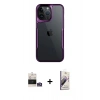 MARSİLYAN™- iPhone 14 Pro Max Kılıf Akış Çizgi Koleksiyonu - Siyah Bilvis 3D Mat Cam Ekran Koruyucu + Bilvis Titan Kamera Lens - GS