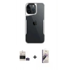 MARSİLYAN™- iPhone 14 Pro Max Kılıf Akış Çizgi Koleksiyonu - Siyah Bilvis 3D Mat Cam Ekran Koruyucu + Bilvis Titan Kamera Lens - GS