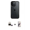 MARSİLYAN™- iPhone 14 Pro Max Kılıf Akış Çizgi Koleksiyonu - Siyah Bilvis 3D Mat Cam Ekran Koruyucu + Bilvis Titan Kamera Lens - GD