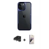 MARSİLYAN™- iPhone 14 Pro Max Kılıf Akış Çizgi Koleksiyonu - Siyah Bilvis 3D Mat Cam Ekran Koruyucu + Gümüş Raze Metal Kamera Lens
