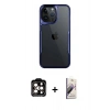MARSİLYAN™- iPhone 14 Pro Max Kılıf Akış Çizgi Koleksiyonu - Siyah Bilvis 3D Mat Cam Ekran Koruyucu + PVD Metal Kamera Lens - TU