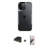 MARSİLYAN™- iPhone 14 Pro Max Kılıf Akış Çizgi Koleksiyonu - Siyah Bilvis 3D Mat Cam Ekran Koruyucu + Raze Metal Kamera Lens - GD